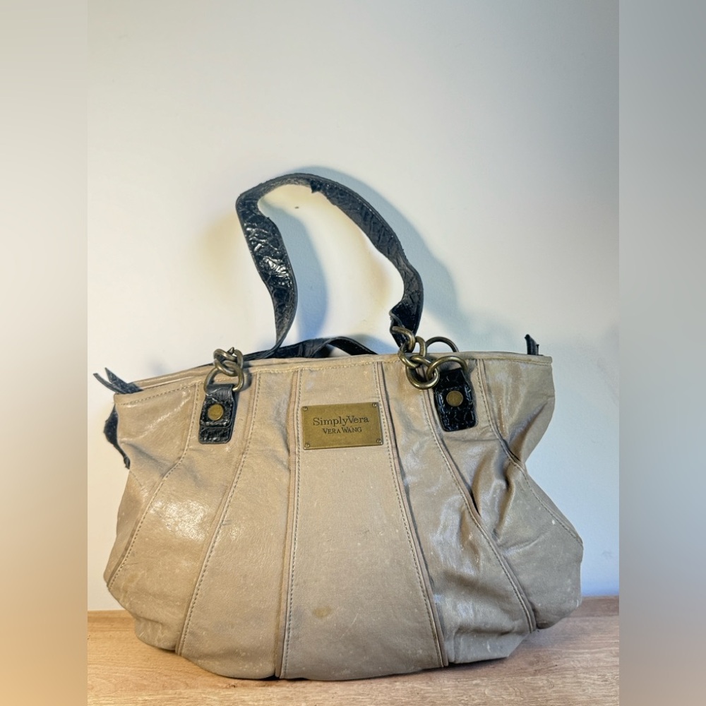 Simply Vera Vera Wang Tan and Black Shoulder Bag